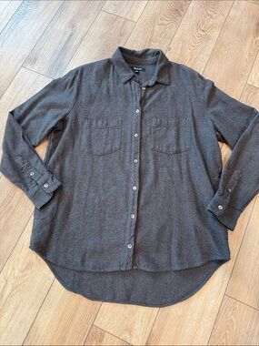 Madewell Boyfriend Flannel Button-Up Shirt - charcoal gray - small